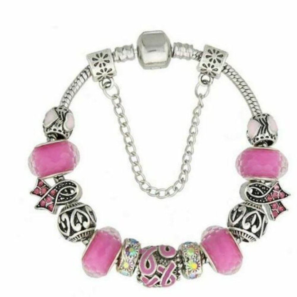 Breast Cancer Awareness Bracelet - Approx Size 7.5" - NWOT